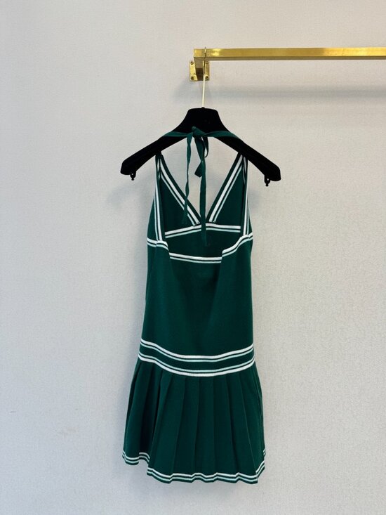 New Casablanca Green Pleated Halter Knit Mini Dress - Size M - Picture 6 of 6